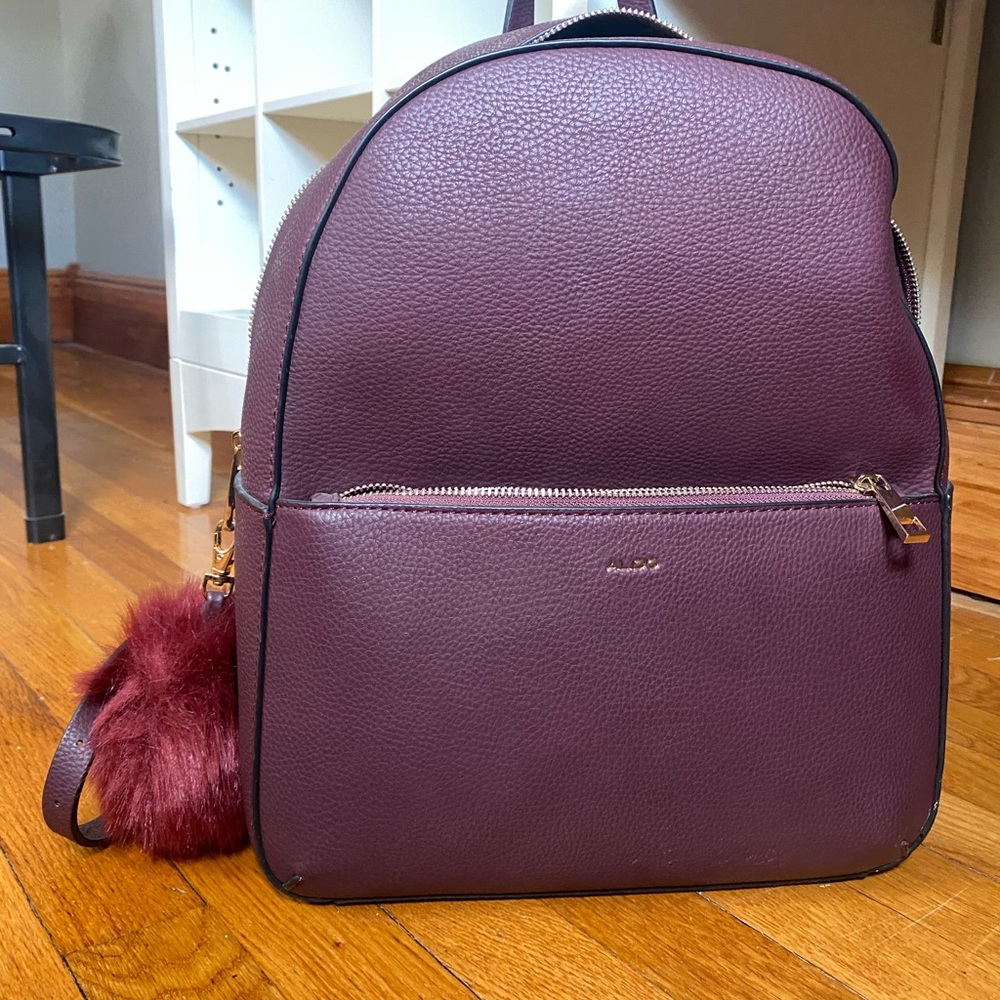 Large ALDO backpack Faux Leather come with a cute pom pom keychain